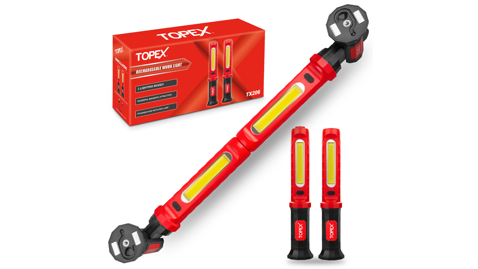 Topex 2000 Lumens Magnetic Work Light with Hooks for Garage and Workshop