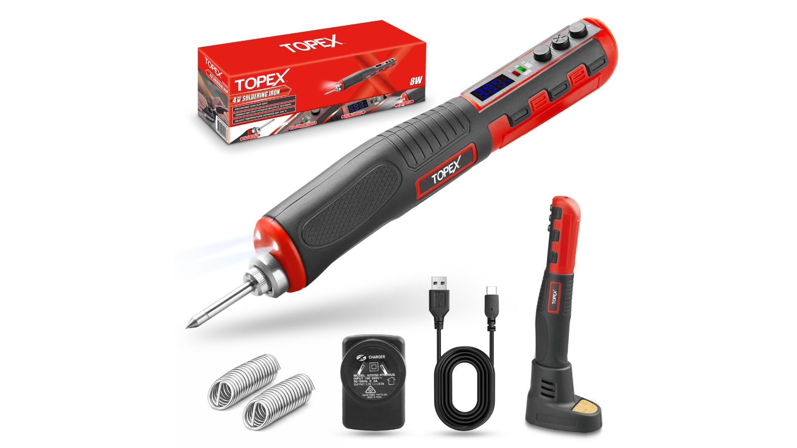 TOPEX 4V Max Cordless Soldering Iron with Rechargeable Lithium-Ion Battery