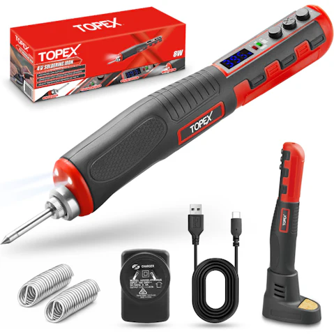 TOPEX 4V Max Cordless Soldering Iron with Rechargeable Lithium-Ion Battery
