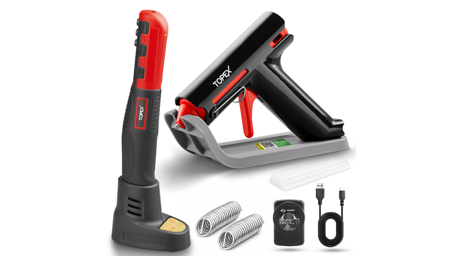 Topex 4V Soldering Iron Set with Hot Melt Glue Gun