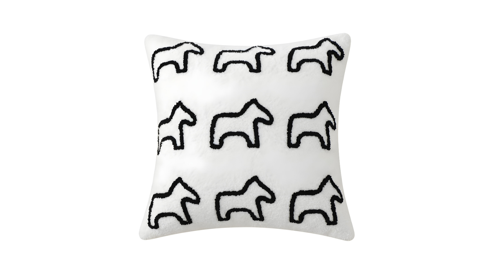 Soga 45cm Teddy Fleece Square Pony Design Decorative Cushion - White