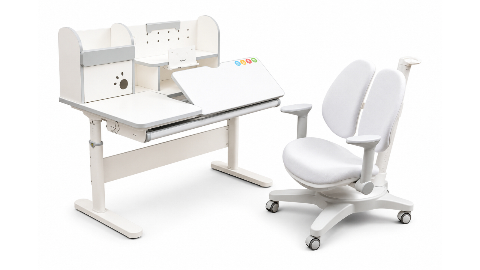 Hubsite Kids Adjustable Study Desk and Chair Set - White 