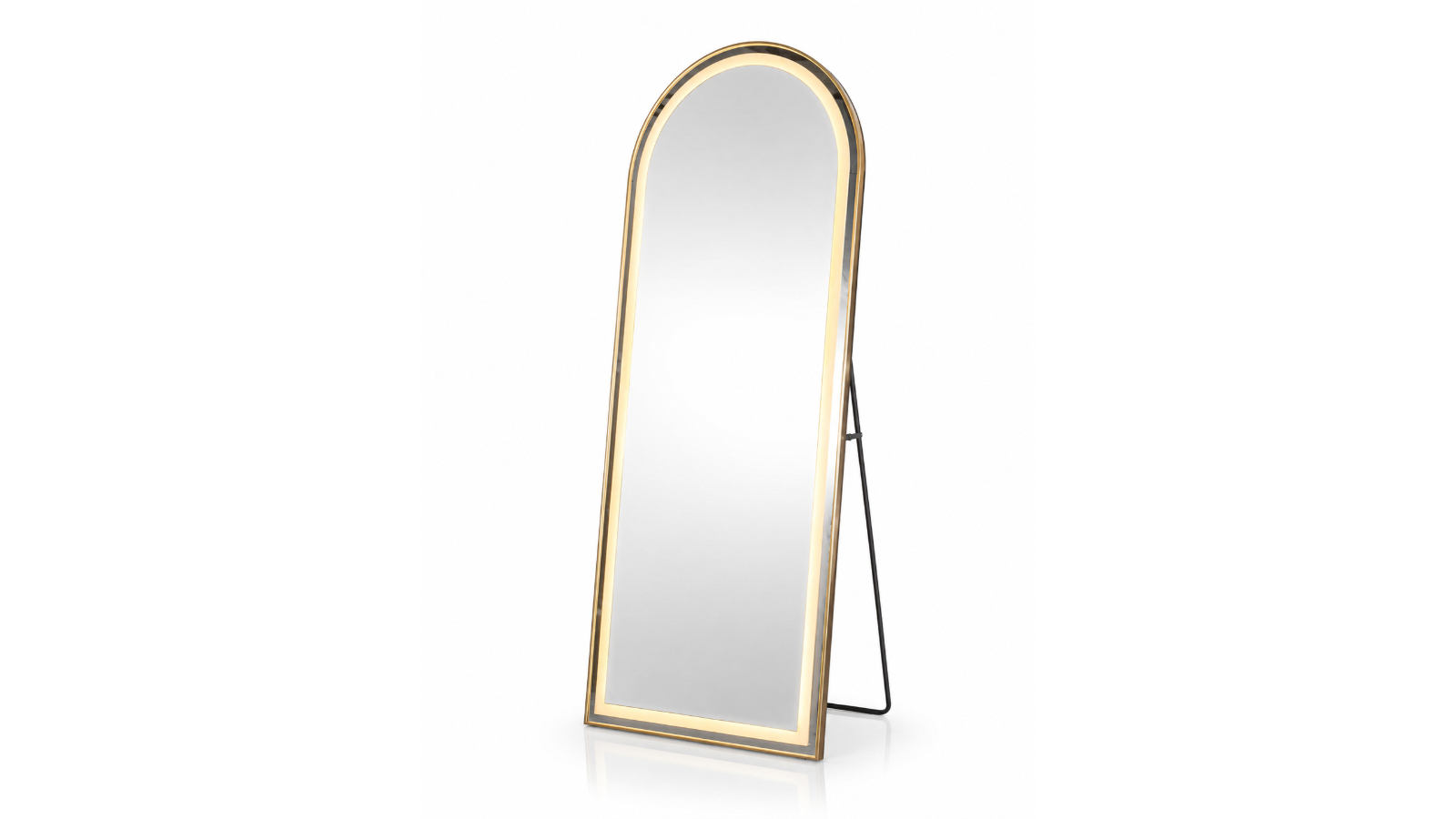 Hubsite 180 x 80cm Arched LED Full Length Mirror with Gold Frame, Dimmable Lighting and Anti-Fog