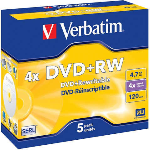 Verbatim DVD+RW 4.7GB 5Pk Jewel Case 4x