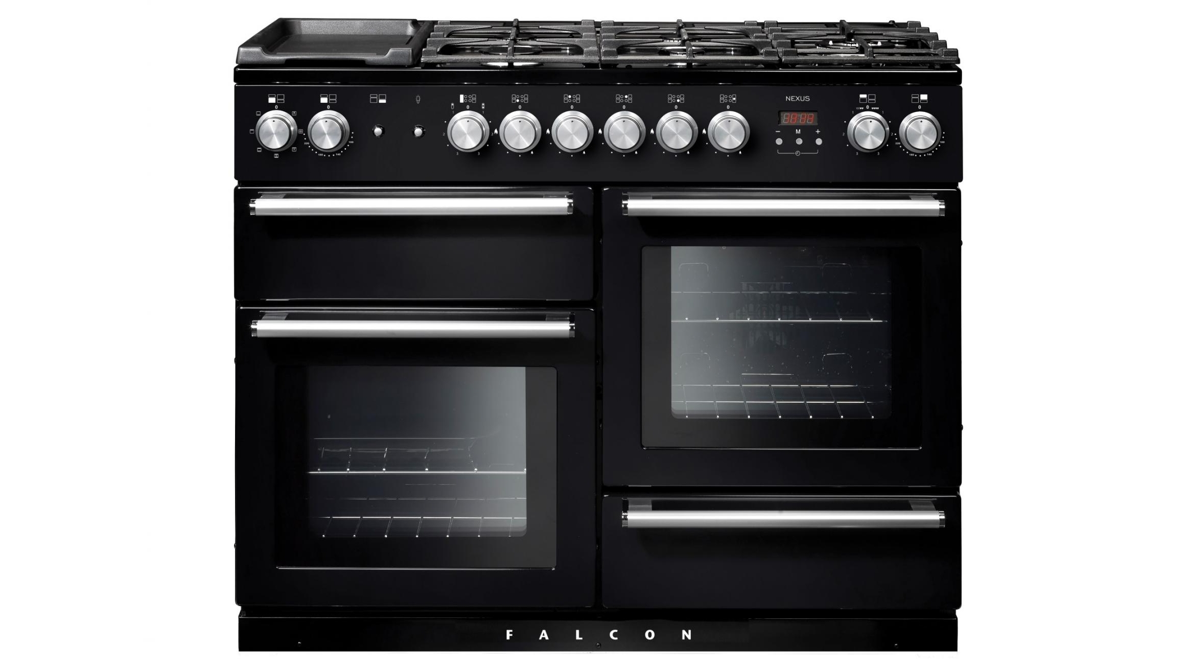 Falcon Nexus 1100mm Chrome Fitting Dual Fuel Freestanding Cooker - Black