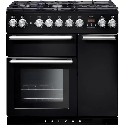 Falcon Nexus 900mm Chrome Fitting Dual Fuel Freestanding Cooker - Black
