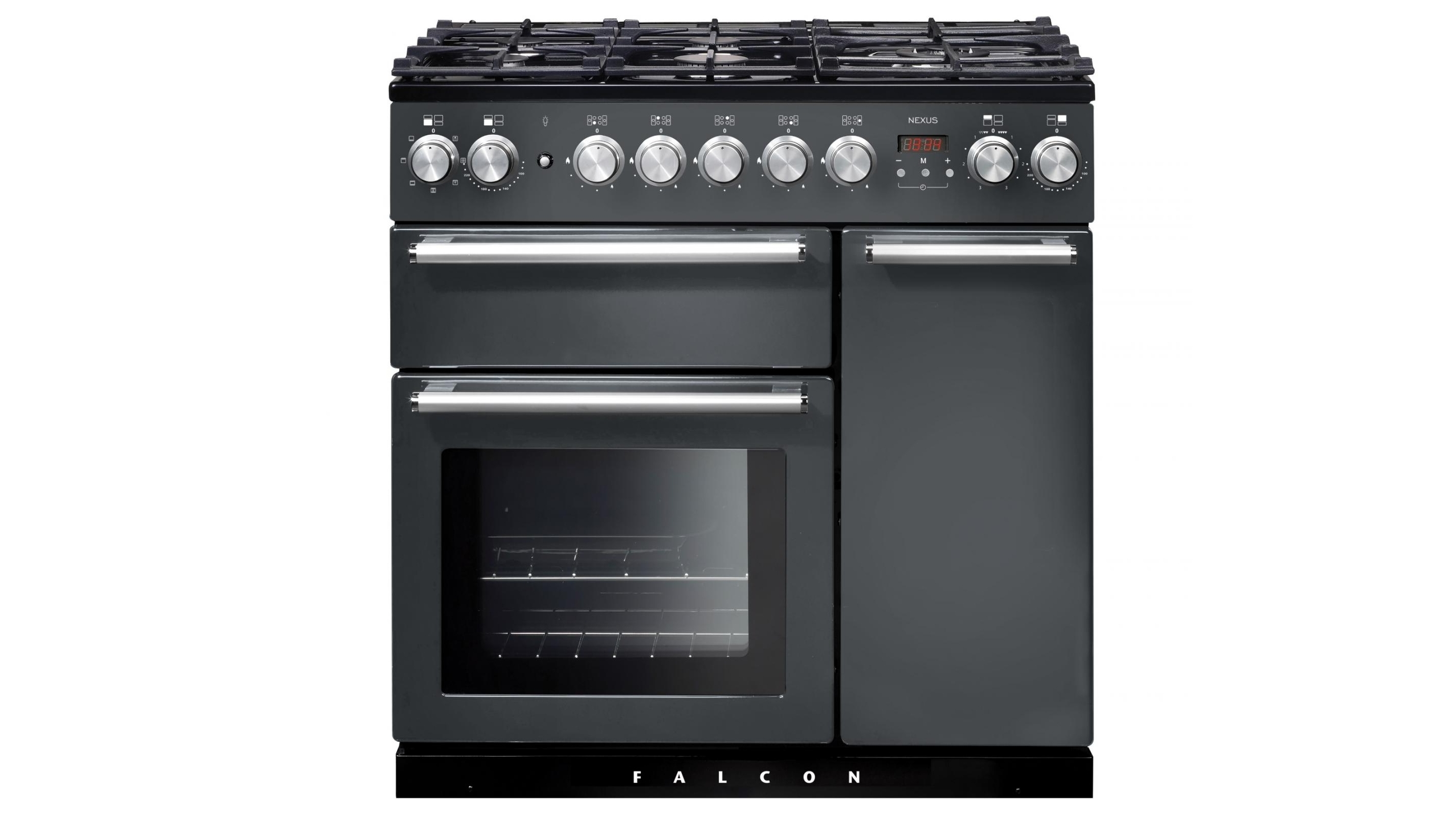 Falcon Nexus 900mm Chrome Fitting Dual Fuel Freestanding Cooker - Slate