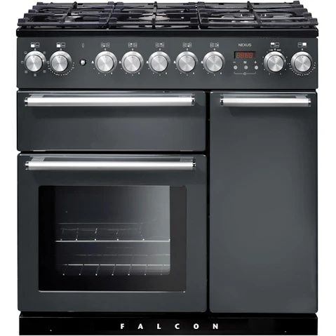 Falcon Nexus 900mm Chrome Fitting Dual Fuel Freestanding Cooker - Slate