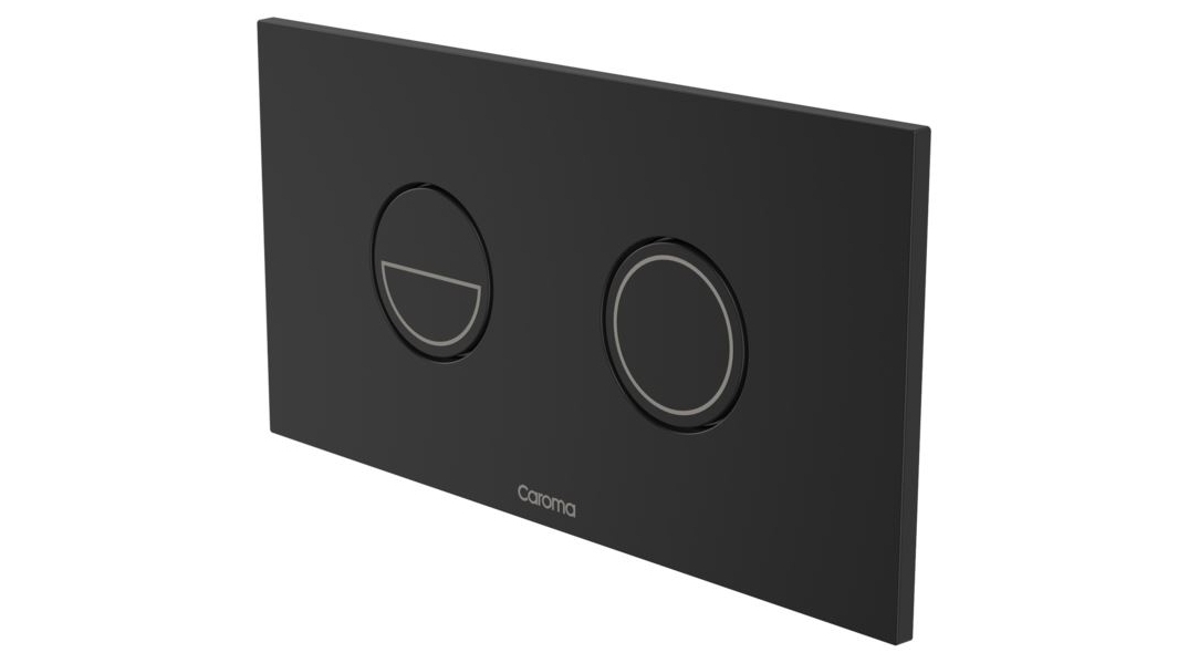 Caroma Invisi Round Dual Flush Plate - Metallic Black