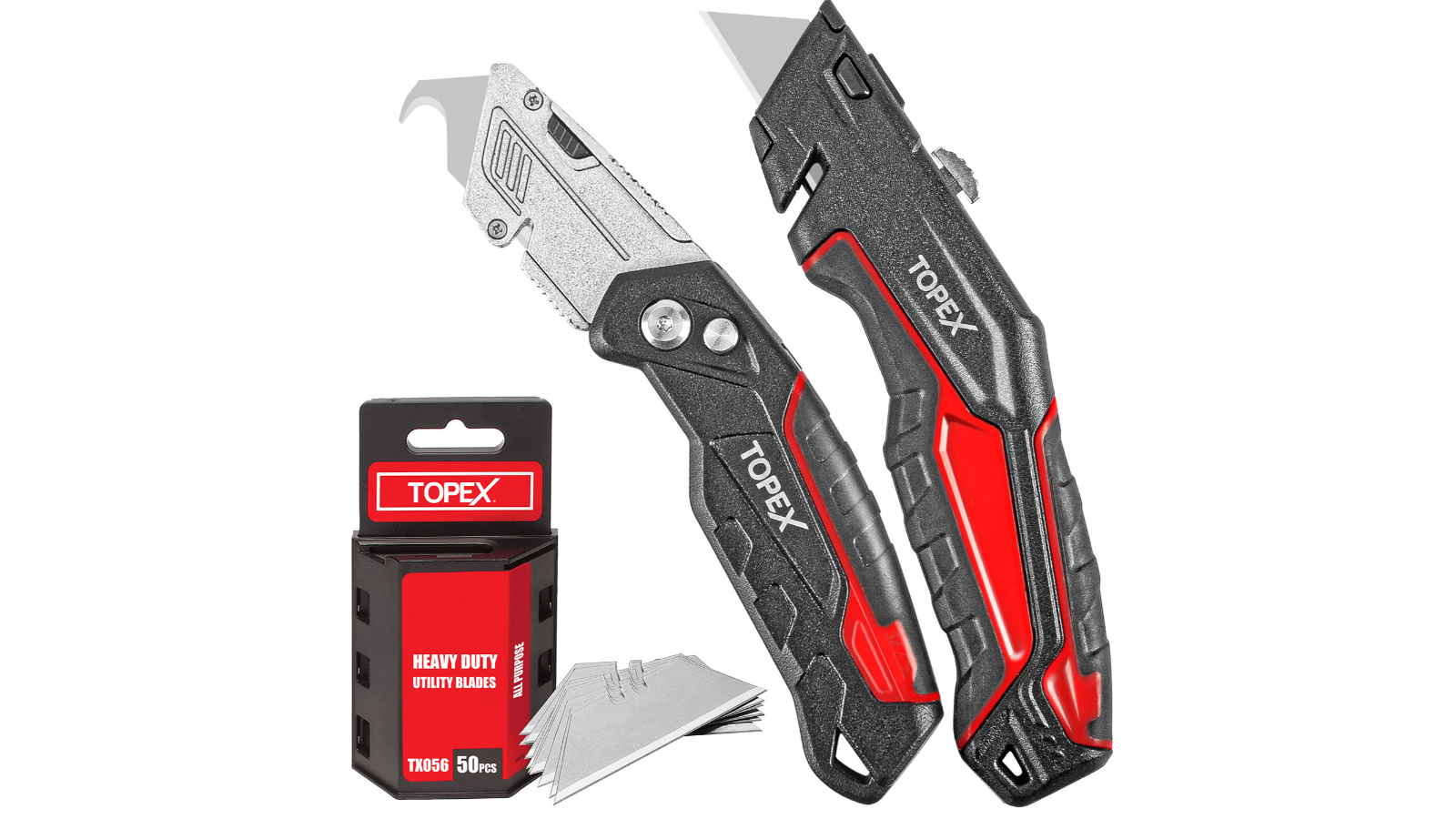 TOPEX Deluxe Folding Utility Knife 2 Piece Lock Back Auto Load