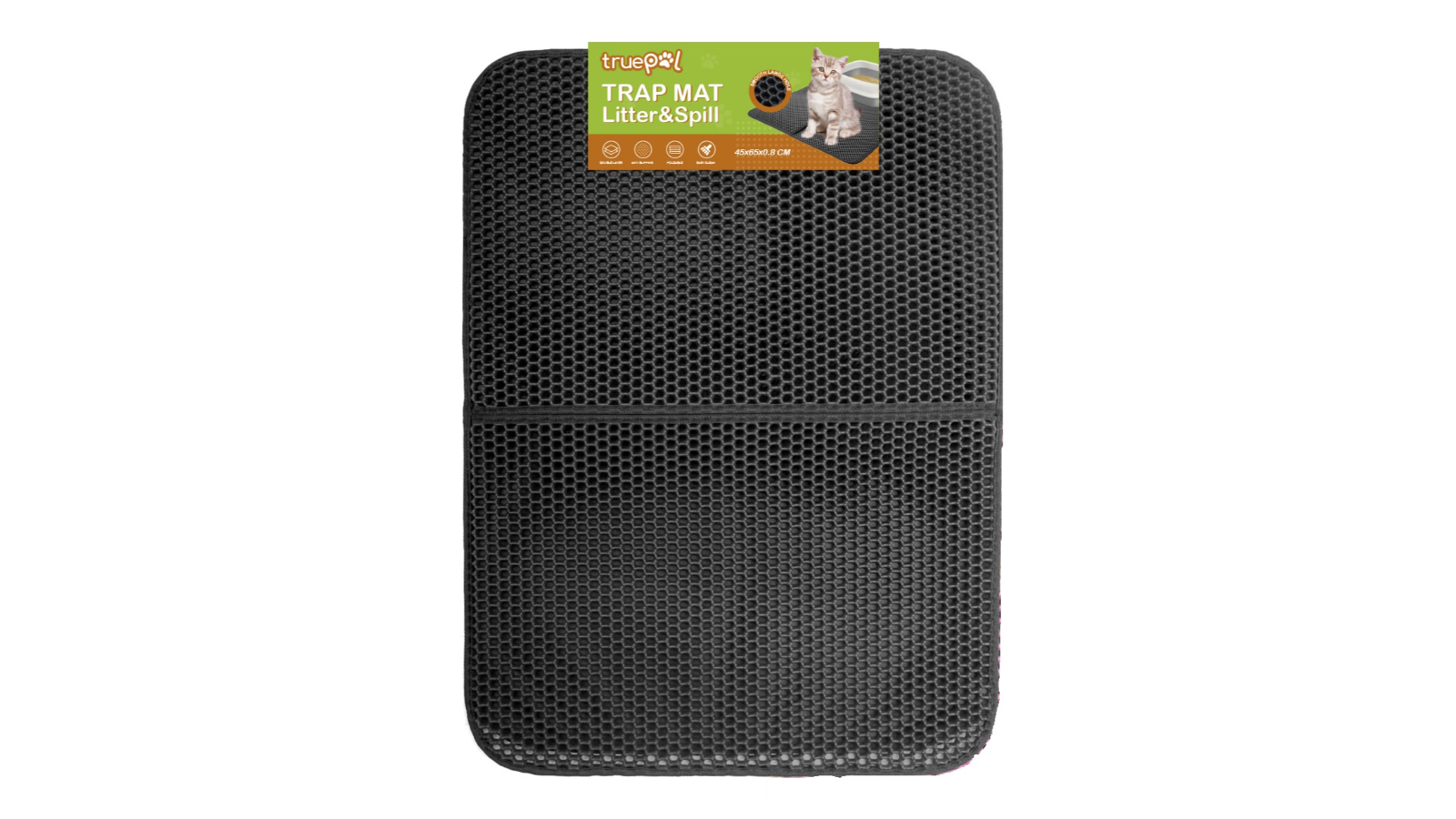 Truepal 65cm Double Layer Cat Litter Mat - Black