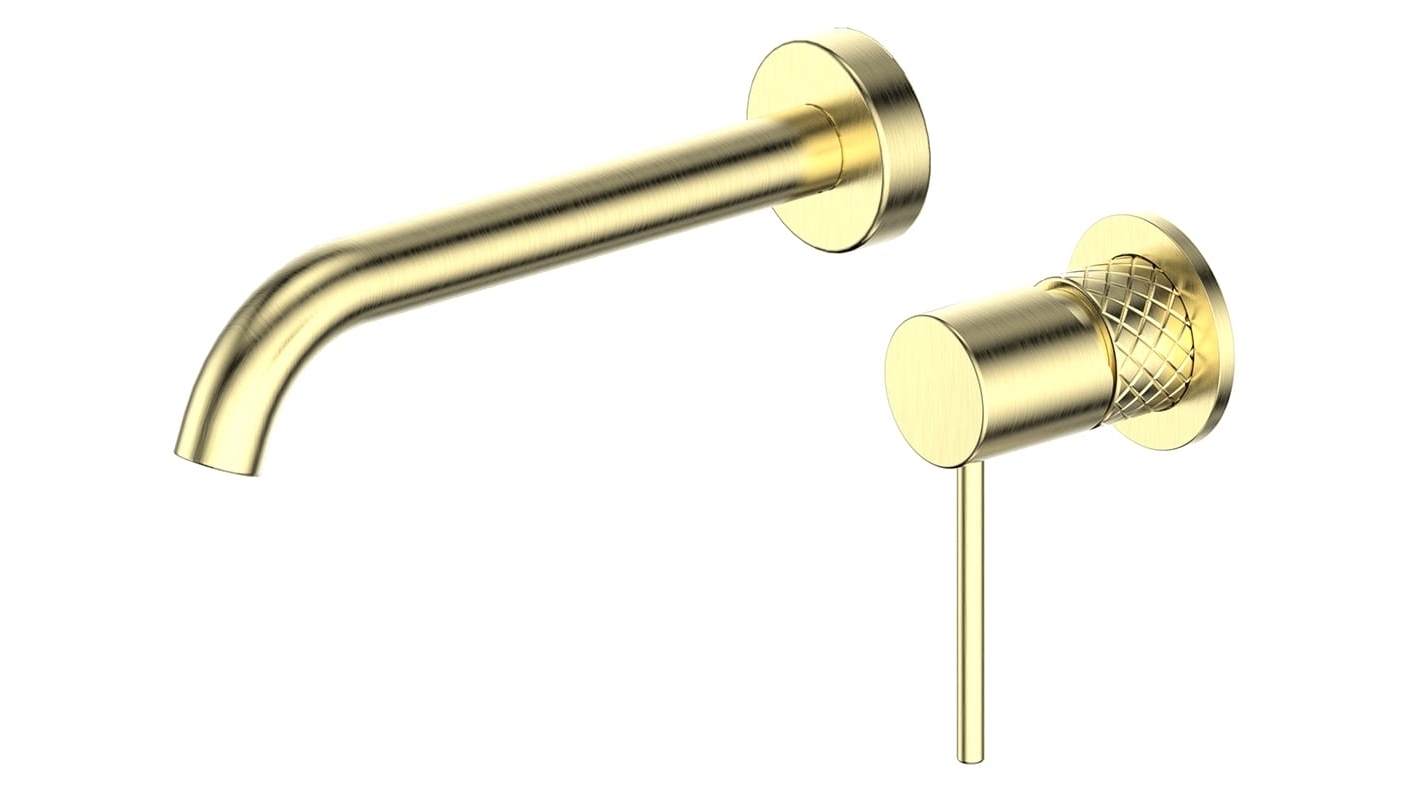 Textura Wall Basin Mixer - Brushed Brass