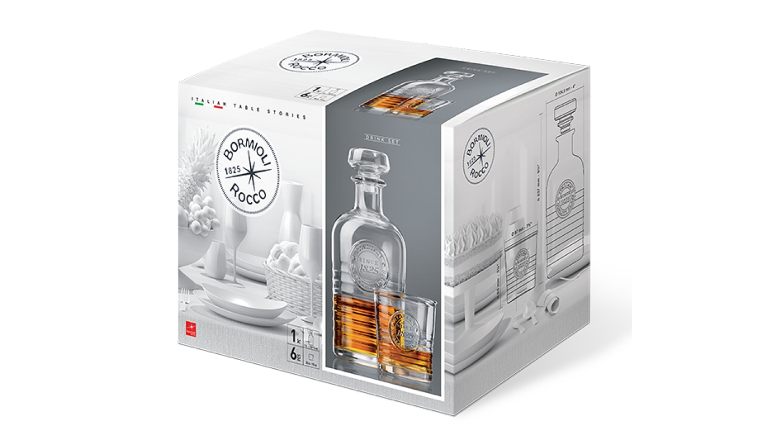 Bormioli Rocco Officina 1825 7 Piece Decanter and Glasses Set