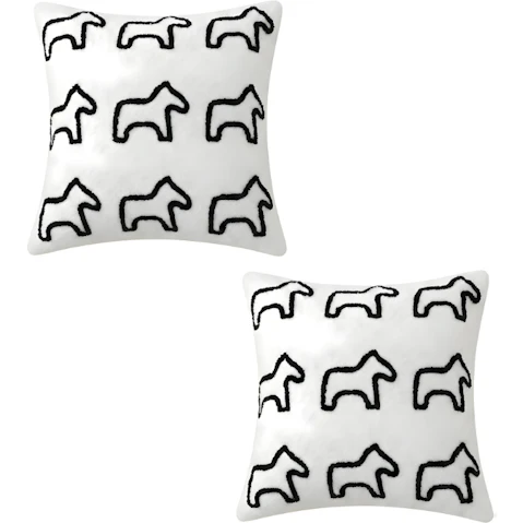 Soga Set of 2 45cm Teddy Fleece Square Pony Design Decorative Cushion - White
