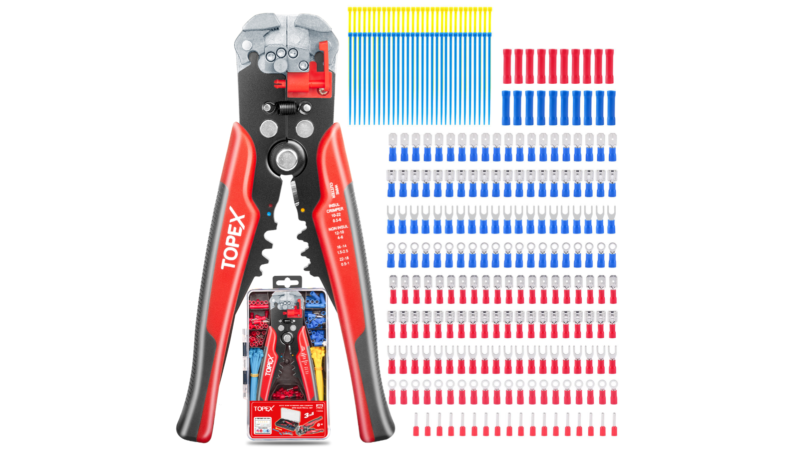 TOPEX 260 Piece Wire Stripper Self-Adjustable Crimper Plier Set