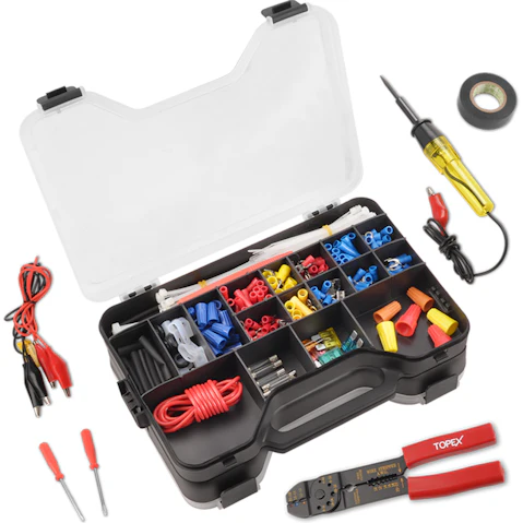 TOPEX 285 Piece Auto Electrical Repair Kit Gauge Wire Stripper Connectors