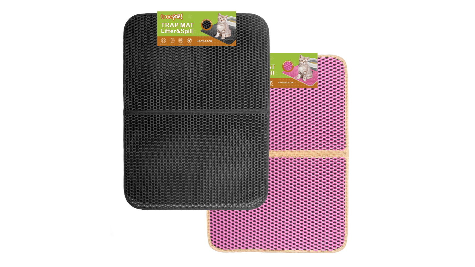 Truepal 65 x 45cm Double Layer Cat Litter Mat - Pink