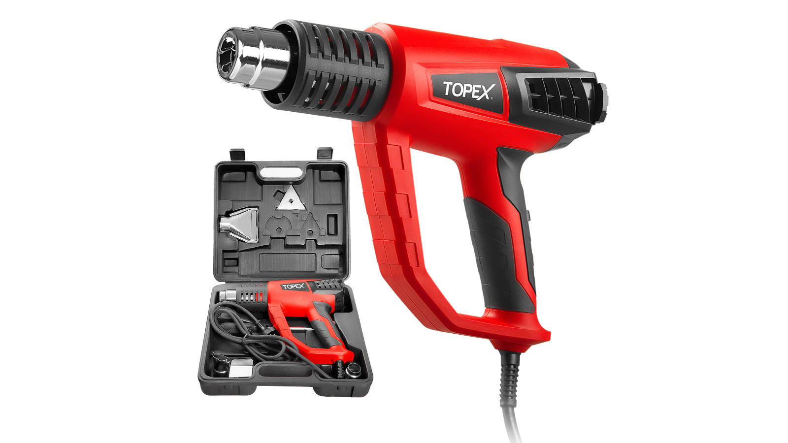 TOPEX Heat Gun Tool Kit Dual Speed with 5 Accessories Storage Case