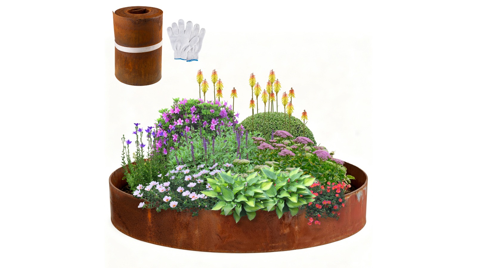 Corten Steel Garden Edging with Glove - 6m