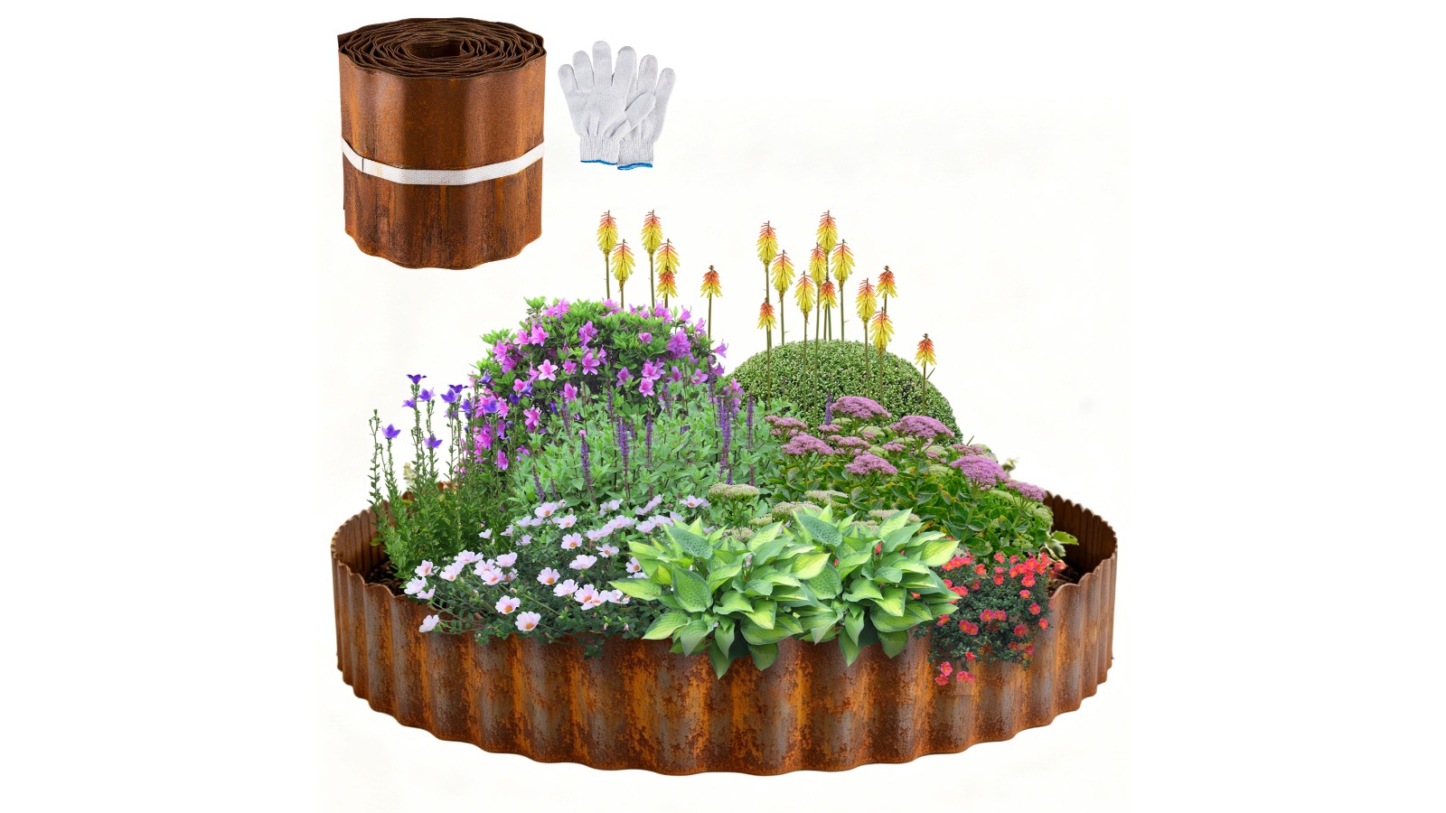 Corrugated Steel Garden Edging with Glove - 6m