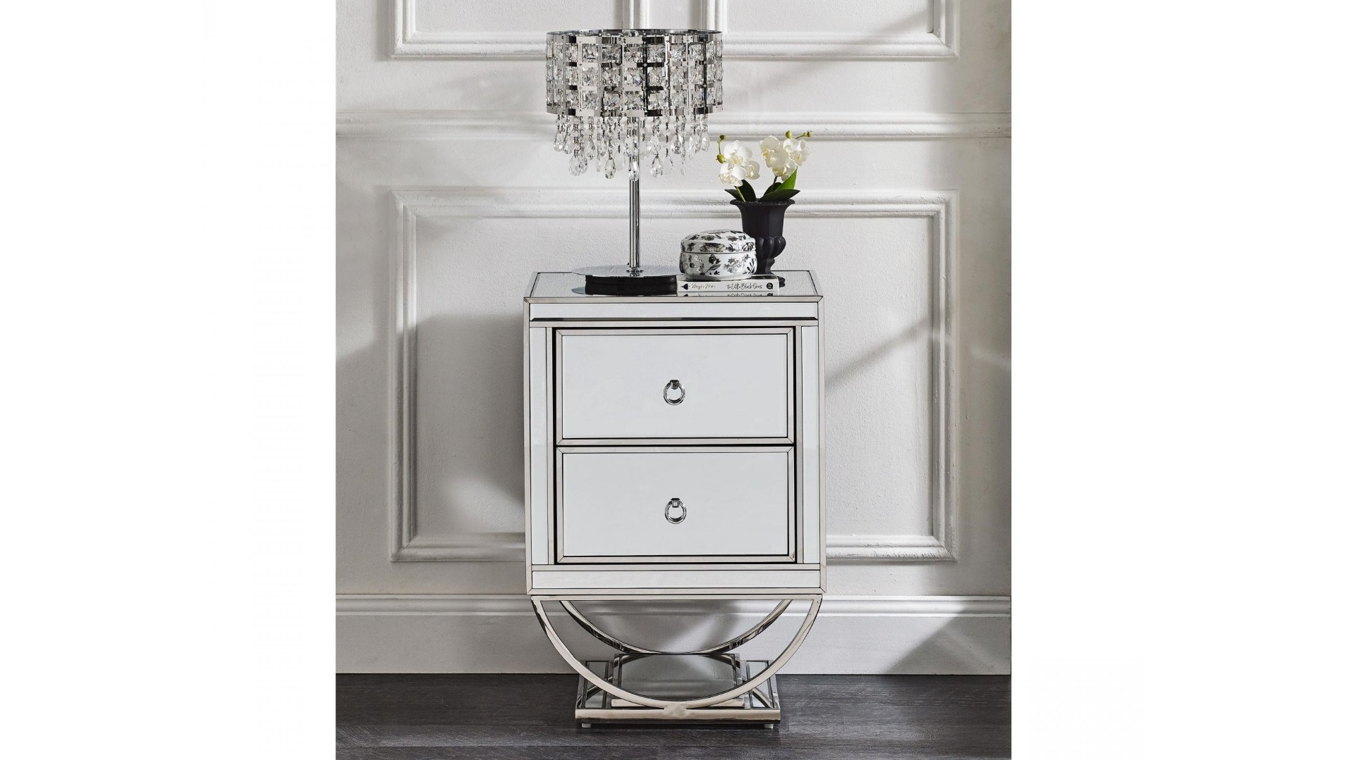 Hollywood MK2 2-Drawer Narrow Bedside Table - Mirror