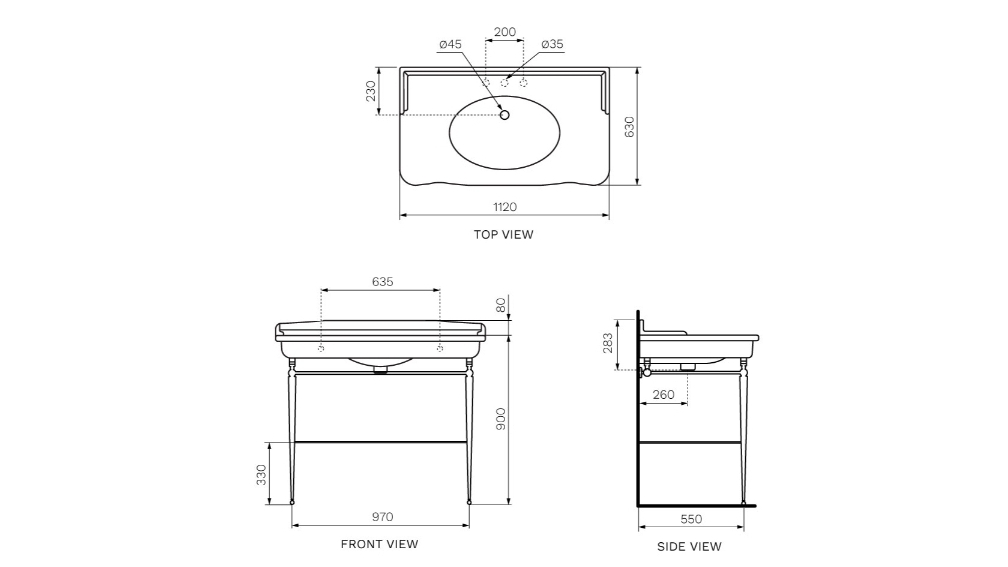 Hermitage 112 Console Basin