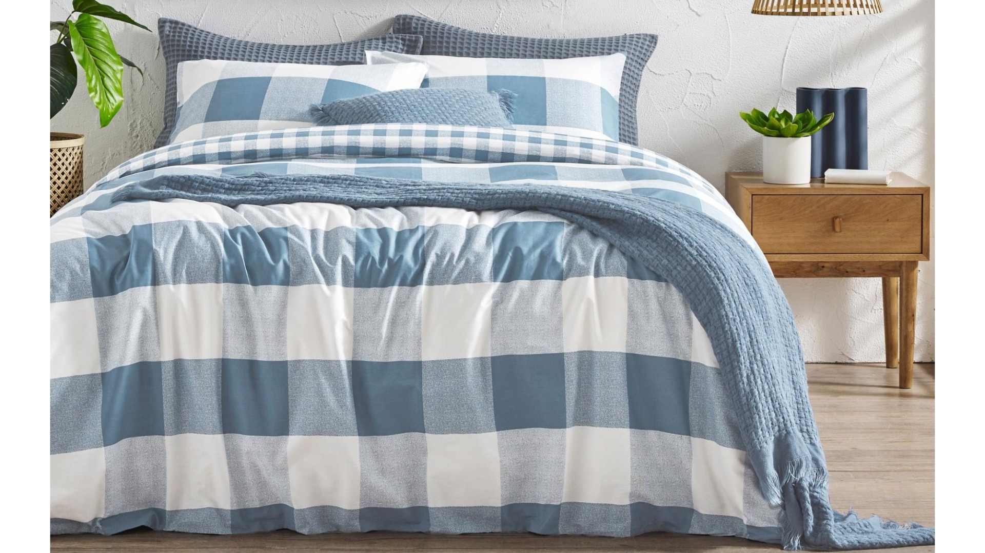 L'Avenue Liam Dusty Blue Quilt Cover Set - King