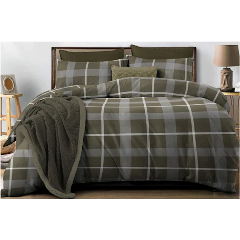 Wilson Flannelette Olive Quilt Cover Set