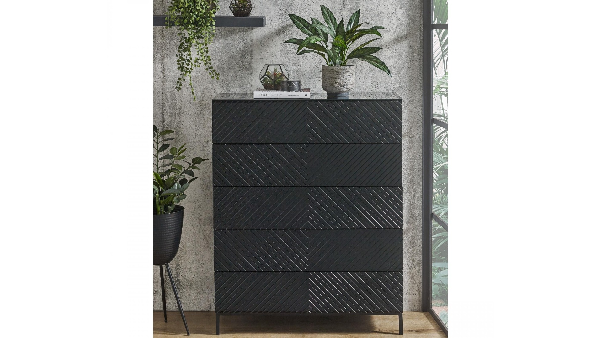 Perri 5-Drawer Tallboy - Black