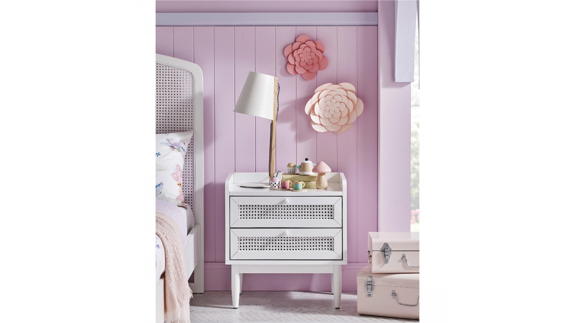Kody 2-Drawer Bedside Table - White