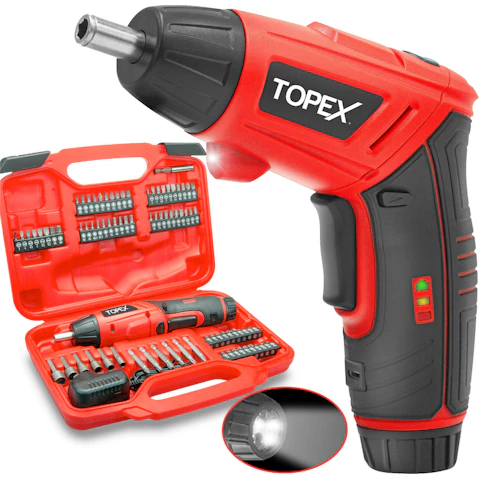 TOPEX 82 Piece Electric Screwdriver Set 4v Max Cordless Screwdriver Set CRV Screw Bits