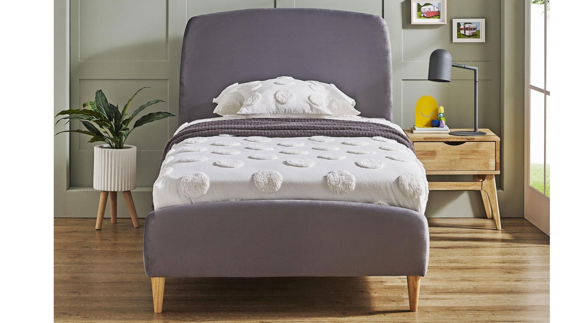 Prue Grey Bed King Single Harvey Norman