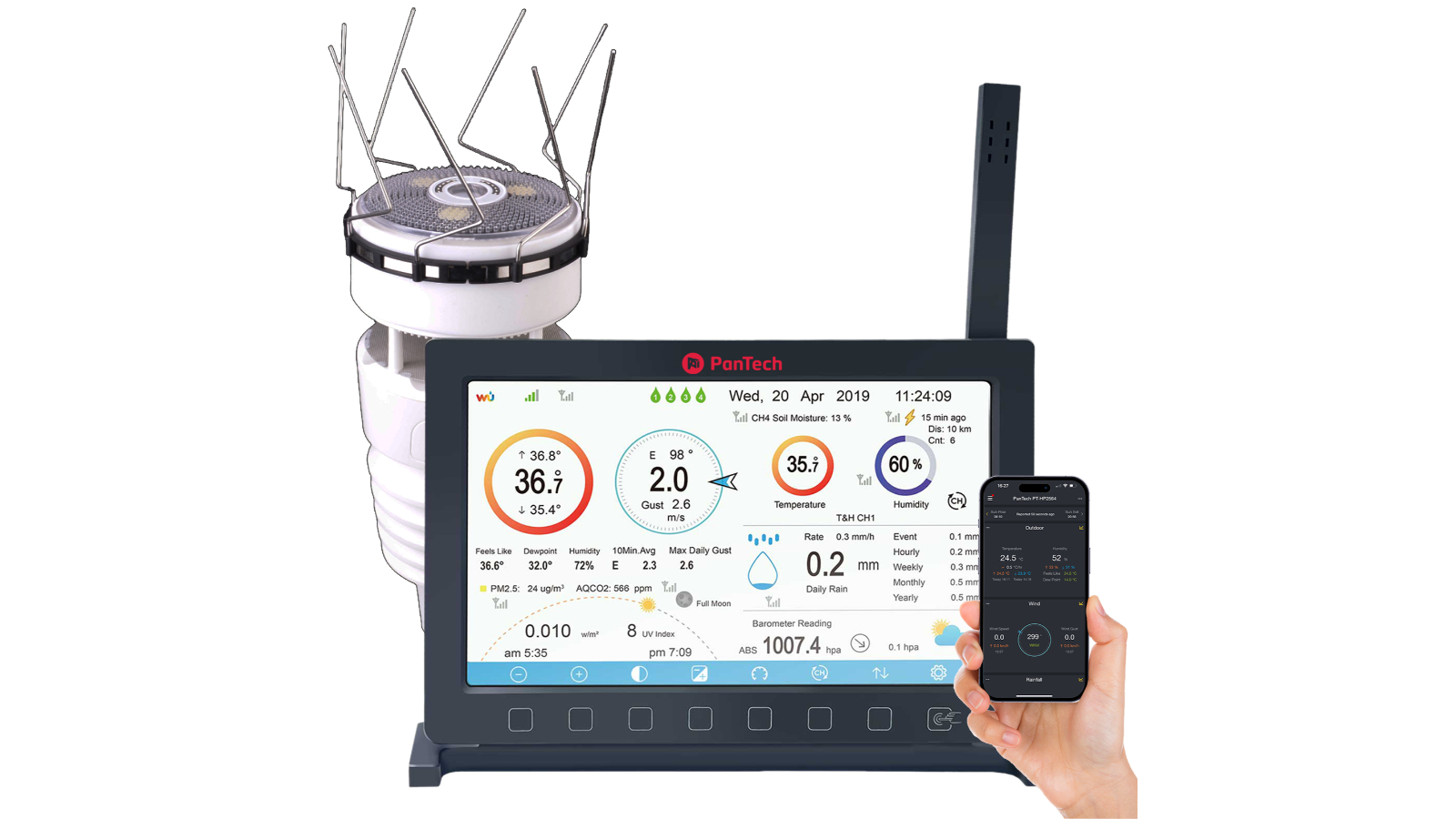 PanTech PT-HP2564 4th Gen Indoor Outdoor Weather Station - White
