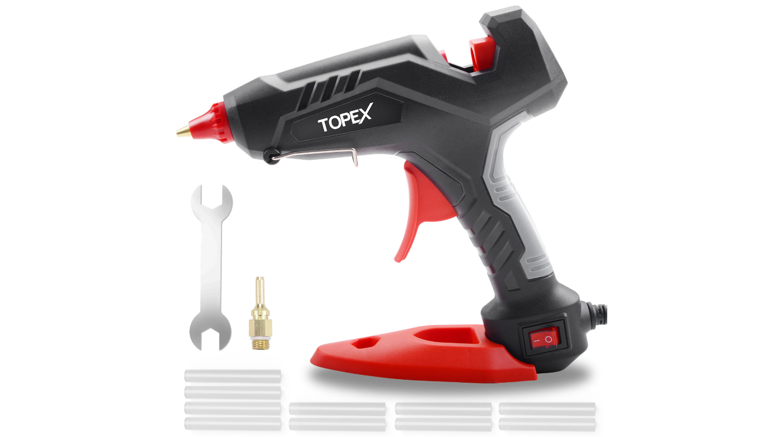 TOPEX Heavy Duty 100W Hot Melt Glue Gun Electric Heating Craft and 10 Glue Sticks