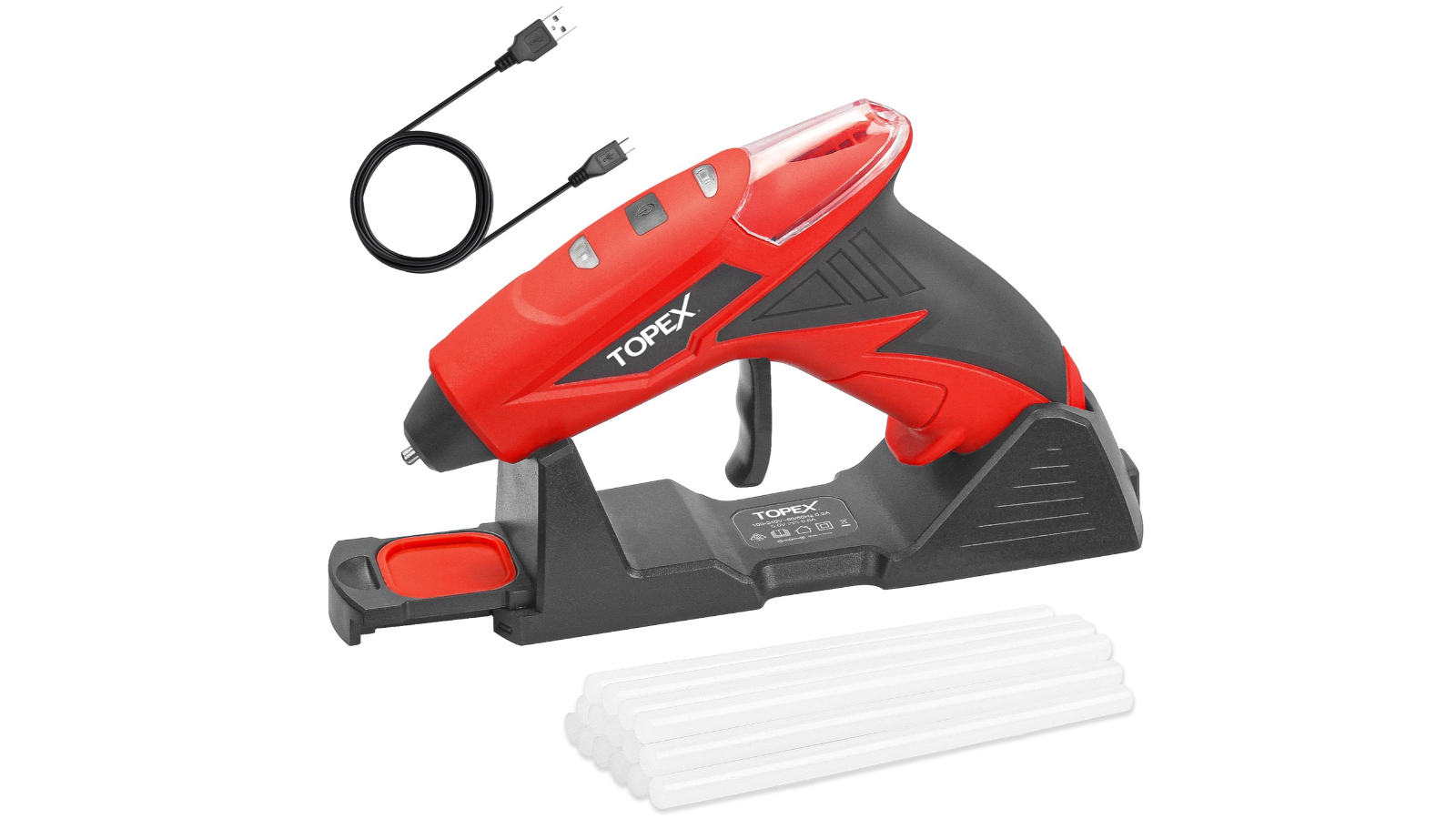TOPEX 4V Cordless Hot Glue Gun with 15 Piece Premium Glue Sticks