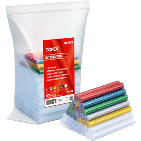 TOPEX 120 Piece Glue Sticks, 1.1x10cm Hot Melt Glue Stick