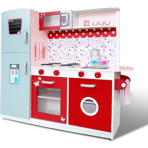 Keezi Cookware Pretend Play Set - Pink/Red
