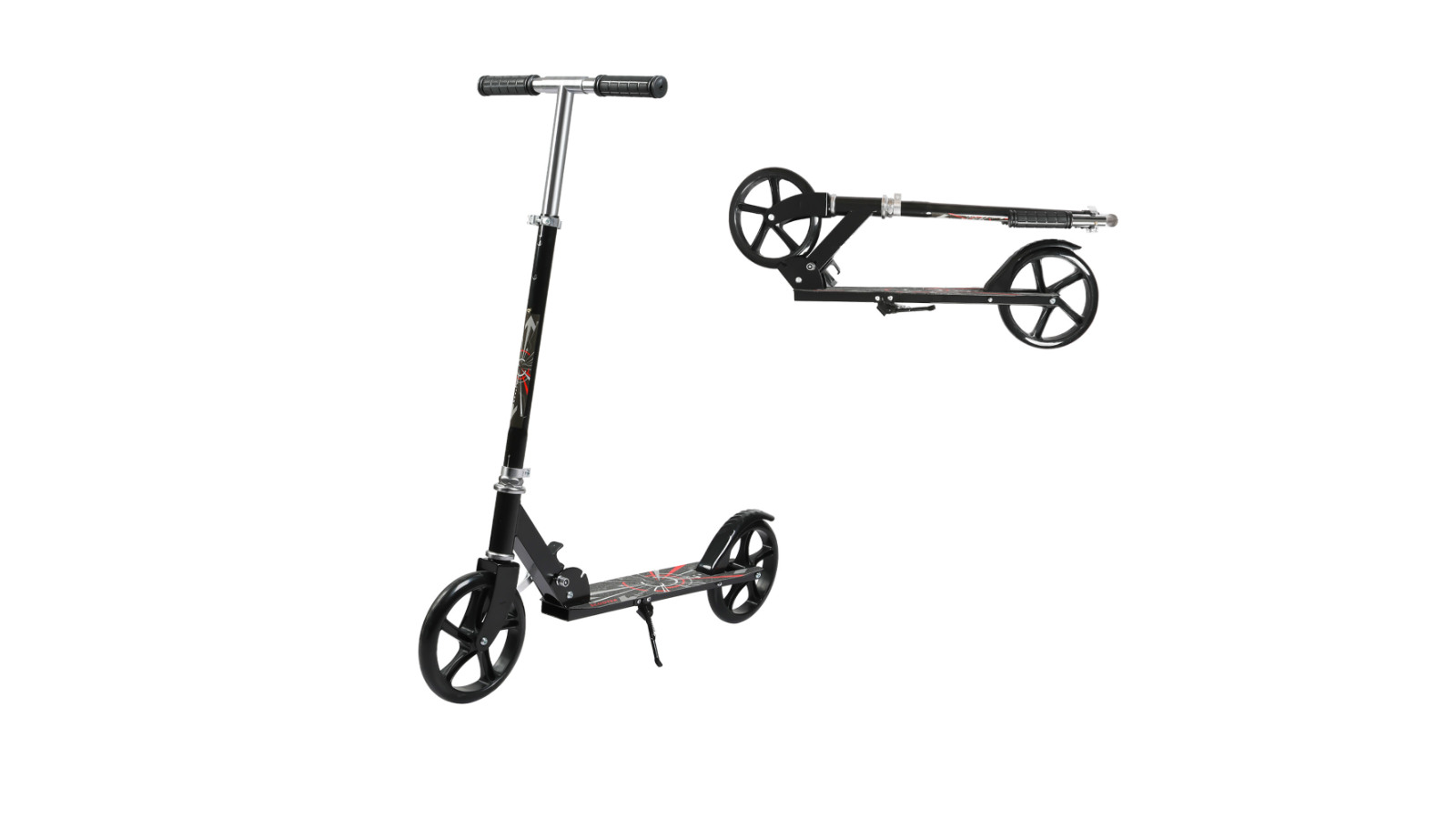 Monvelo Adjustable Folding Scooter with Dual Large Wheel - Black