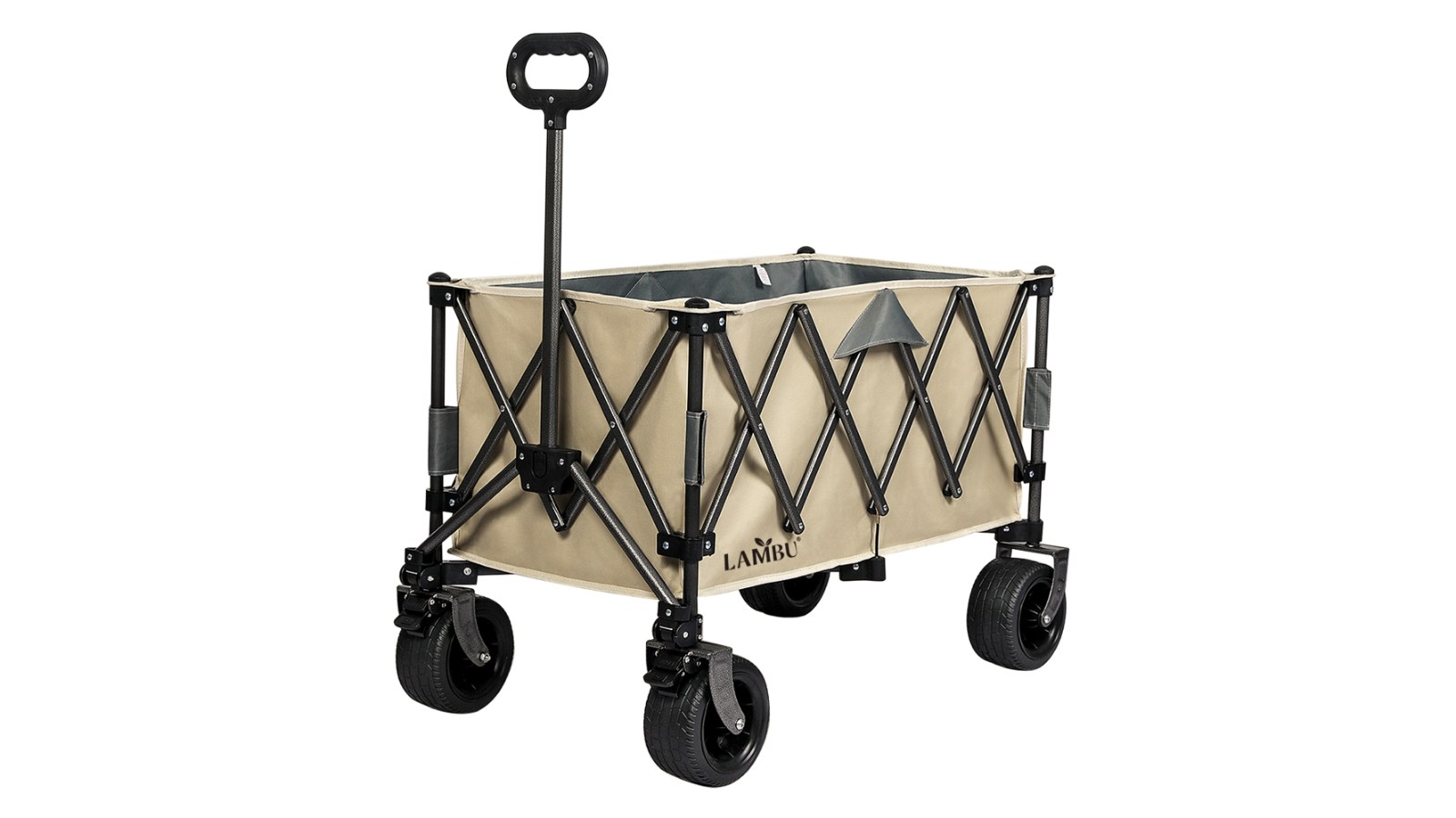 Lambu 240L Folding Wagon Beach Picnic Trolley - Khaki