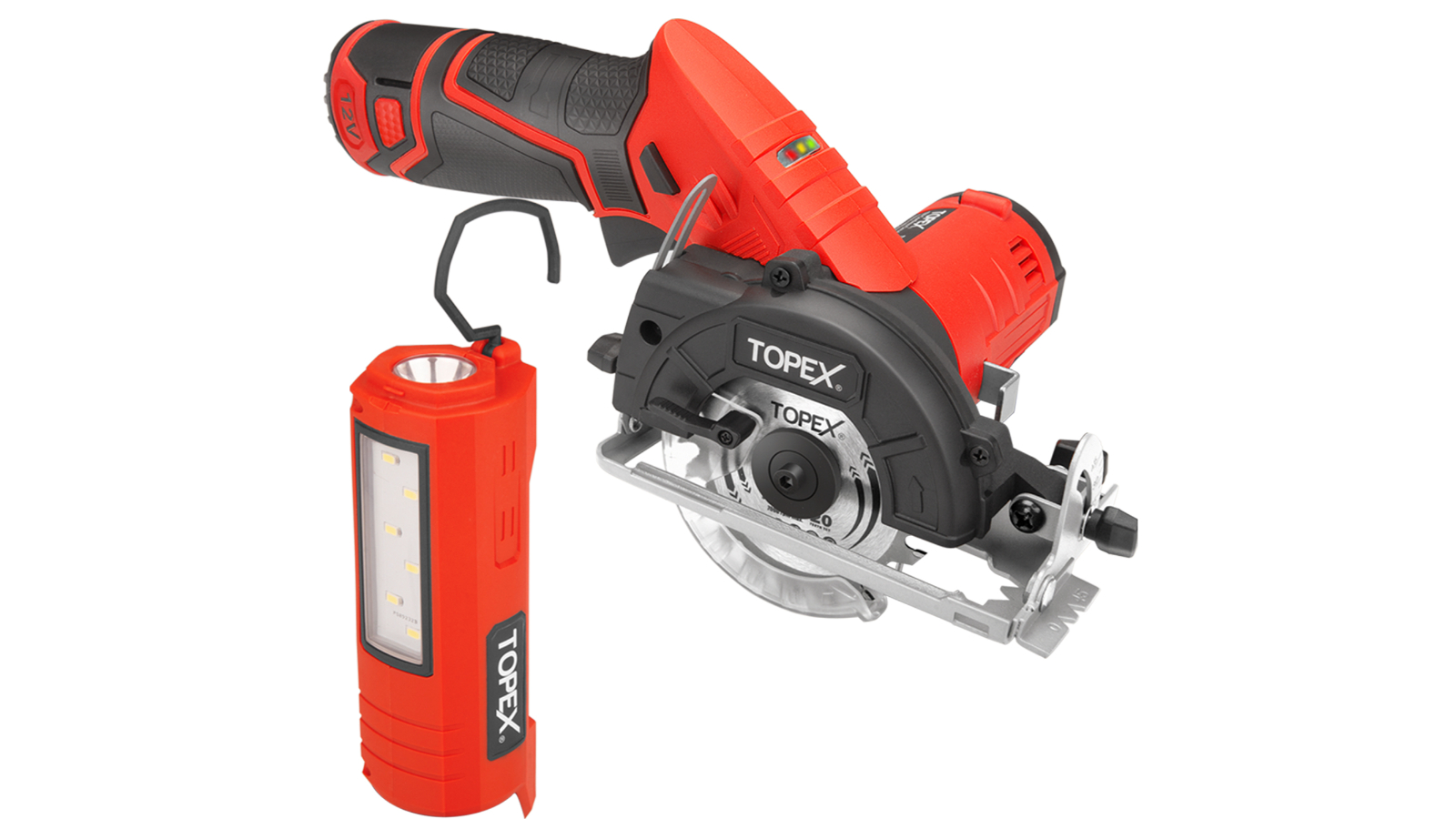 TOPEX 12V Cordless Circular Saw LithiumIon LED Torch with Battery and Charger