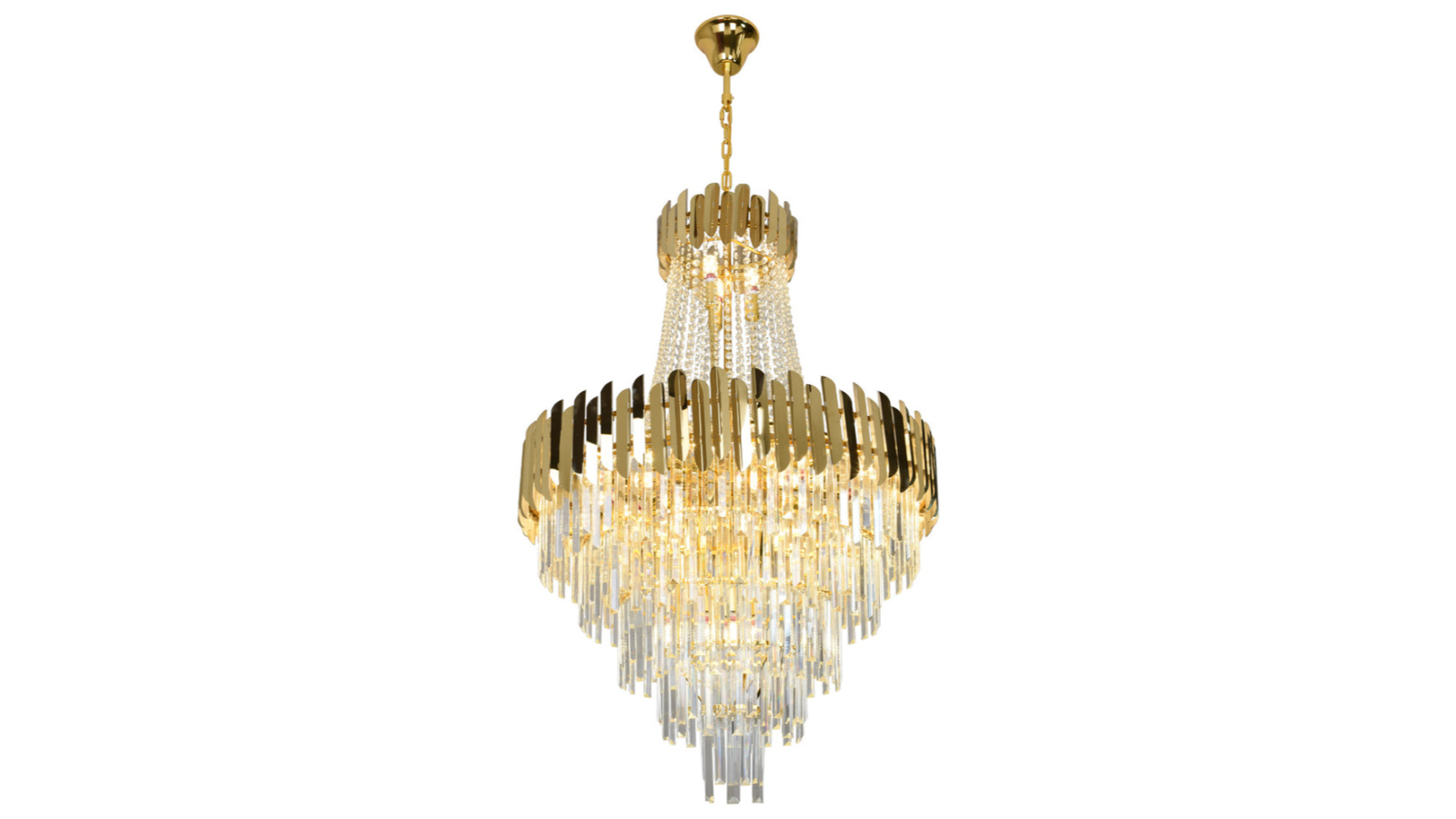 Eli & Co. Lighting 23-Light Aria Gold Crystal Tiered Chandelier - 80cm