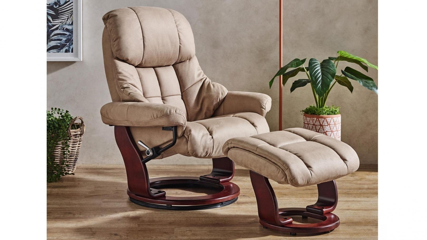 Rhone fabric recliner & footstool outlet