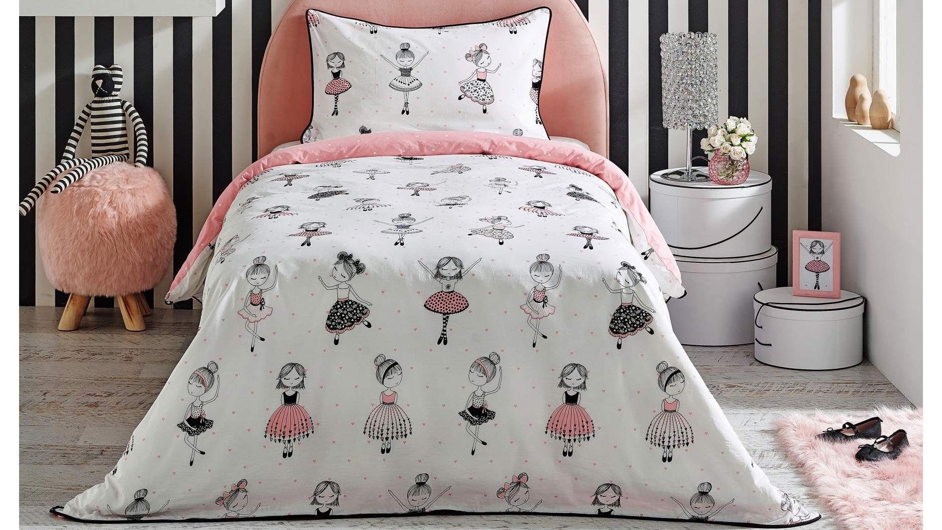 Frankie Pink Quilt Cover Set - Single