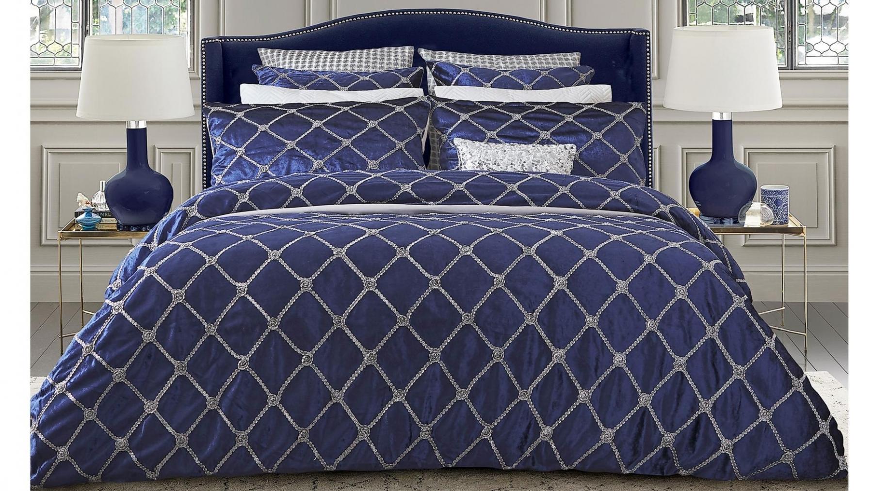 Julienne Navy Quilt Cover Set Harvey Norman