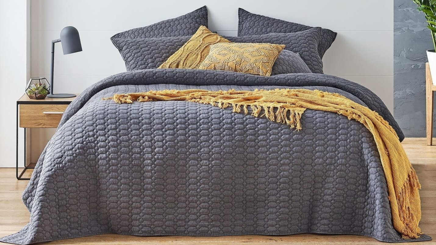 L'Avenue Drazan Charcoal Coverlet Set - Queen/King