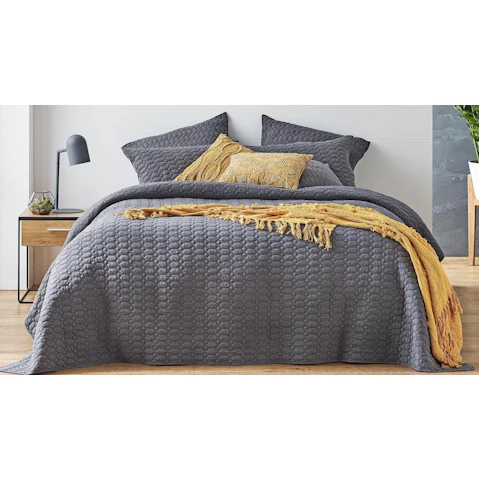 L'Avenue Drazan Charcoal Coverlet Set - Queen/King
