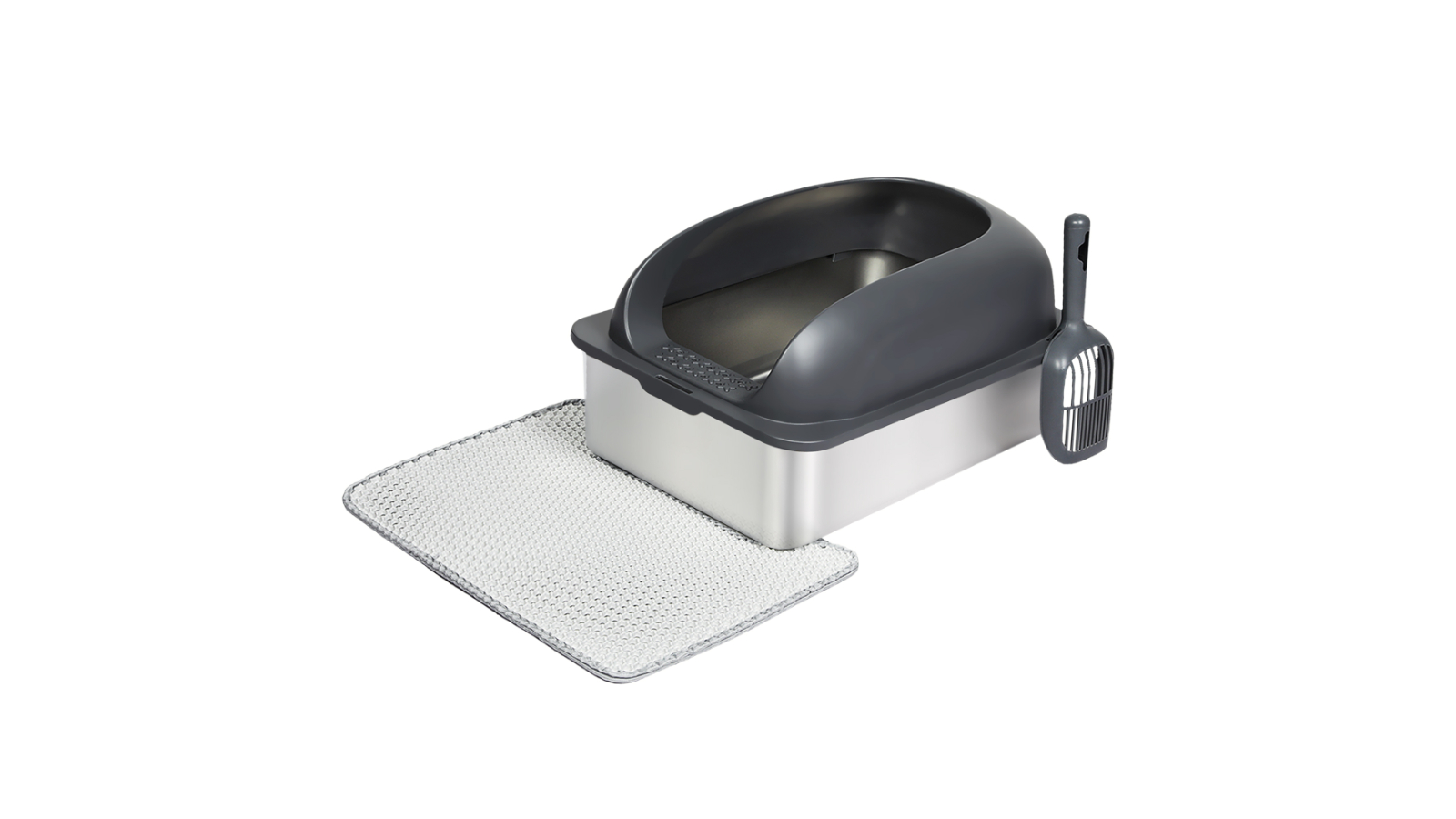 PaWz Stainless Steel Cat Litter Box Tray - Grey