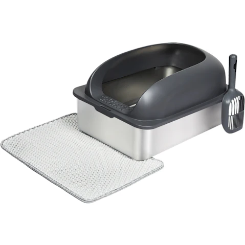 PaWz Stainless Steel Cat Litter Box Tray - Grey