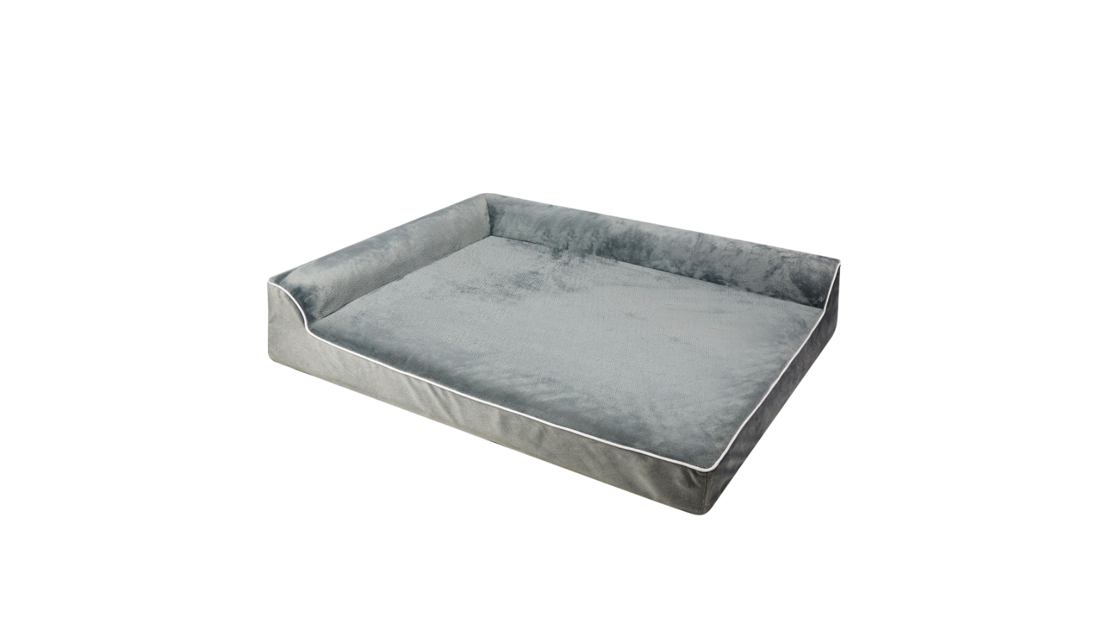 PaWz L-Shape Soft Velvet Fabric Orthopedic Light Gray Dog Bed - Medium
