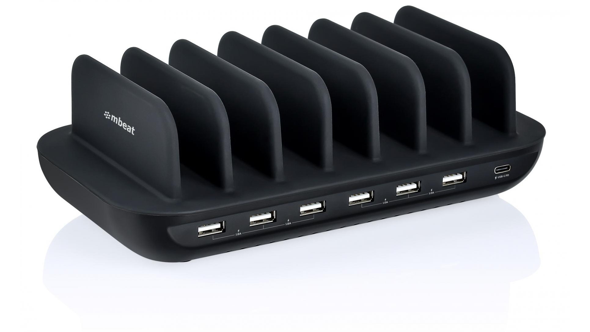 Mbeat Gorilla Power 7 Port 60W USB-C and USB-A Charging Station with Phone/Tablet Holder